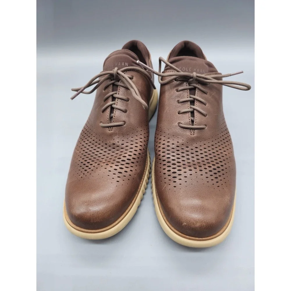 Cole Haan Men's 9.5 M ZeroGrand Laser Wingtip Oxford Brown Leather Style C39958